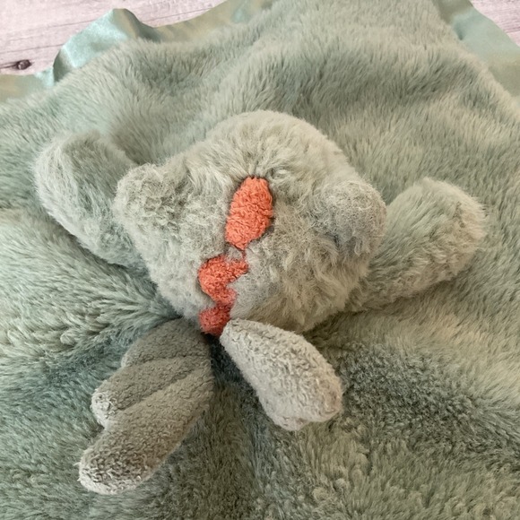 Cloud Island Dragon Wings Lovey Green Plush Baby Security Blanket Satin - Picture 5 of 10